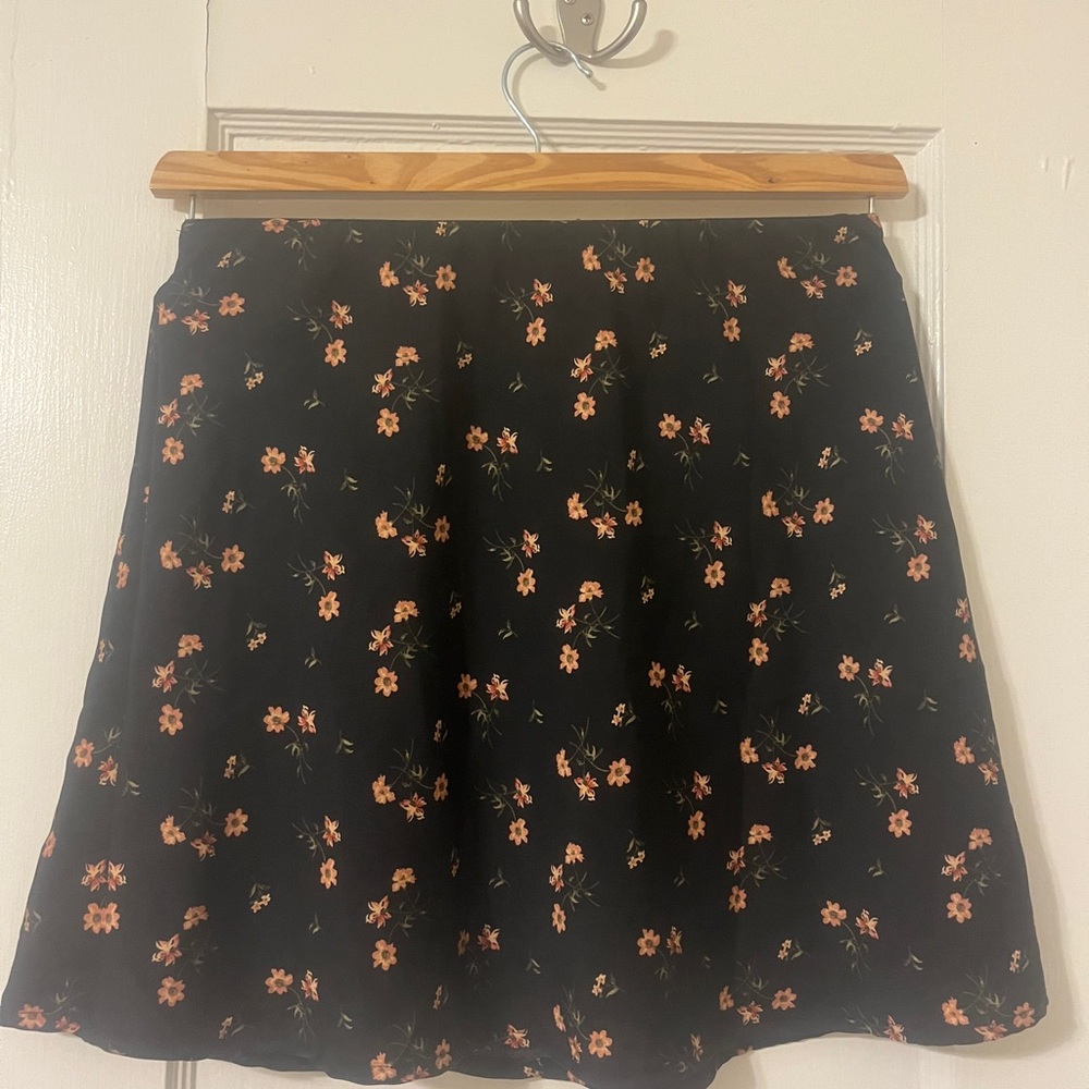 Hollister Black Floral Mini A-Line Skirt